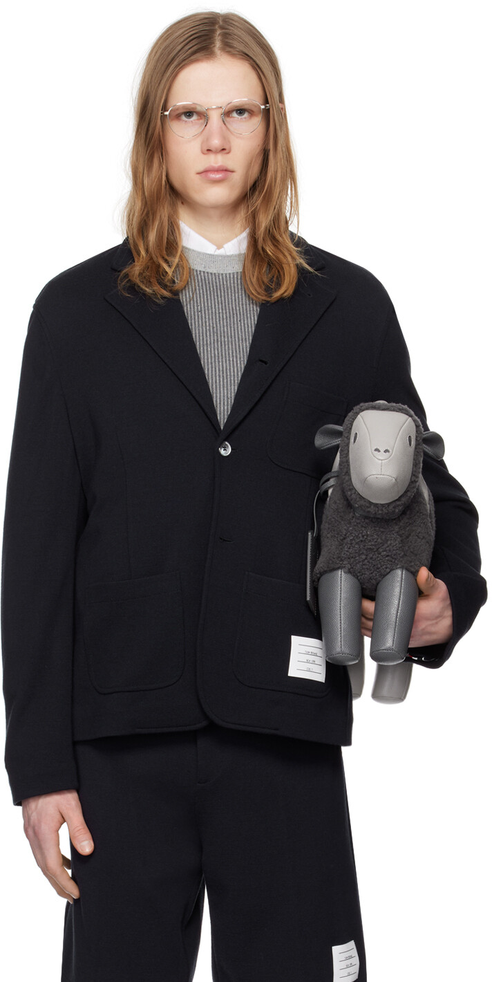 

Темно-синий однобортный пиджак Thom Browne