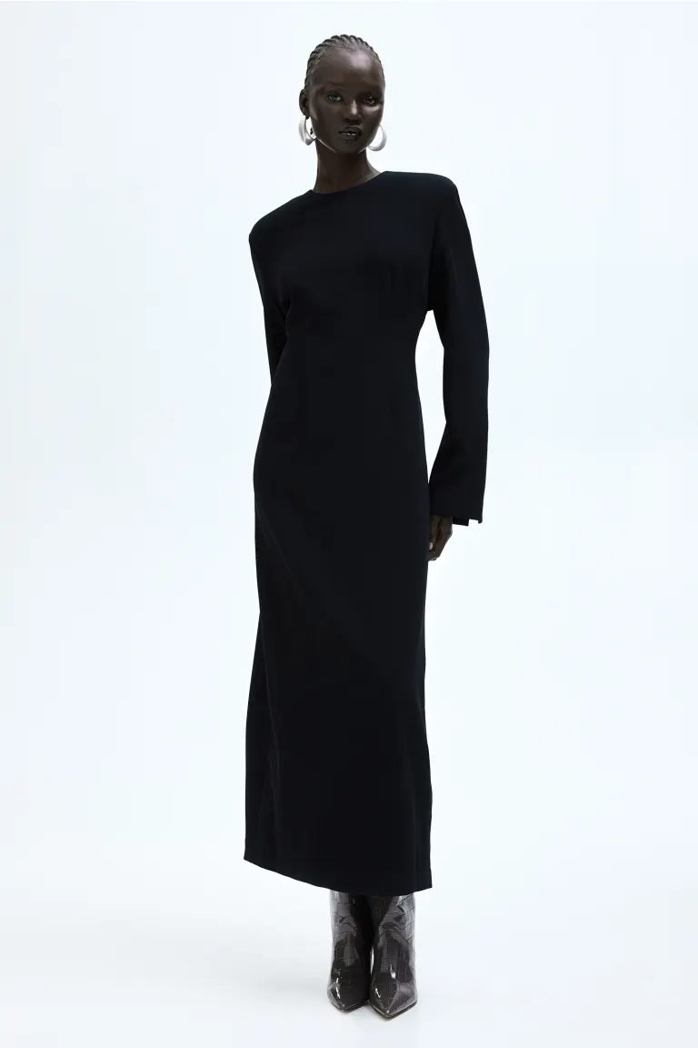 

Длинное платье из вискозы H&M, черный