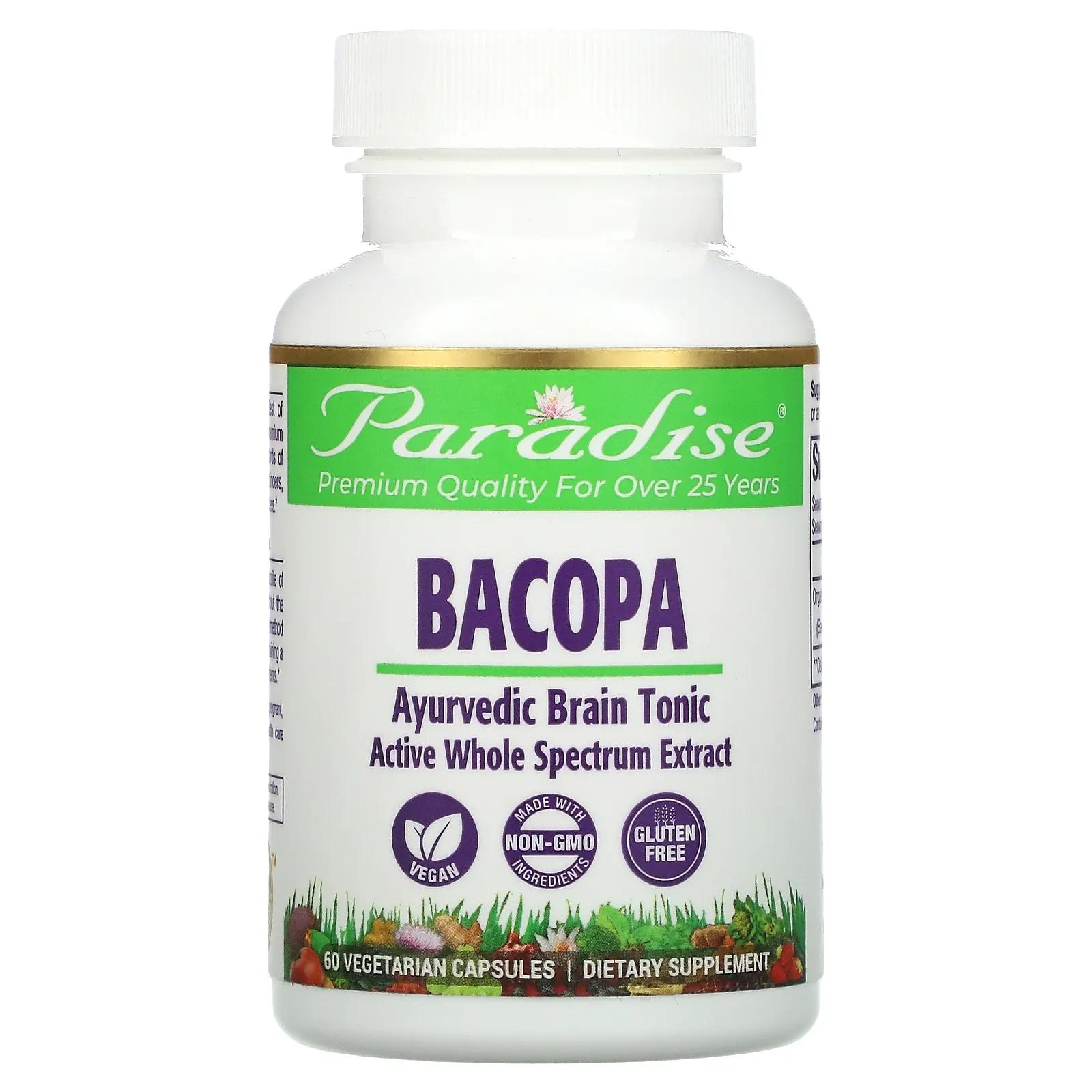 Paradise Herbs Бакопа 60 вегетарианских капсул doctor s best бакопа с synapsa 320 мг 60 вегетарианских капсул