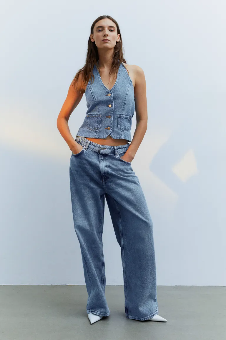 

Джинсовый топ с ремешком на шее H&M, синий