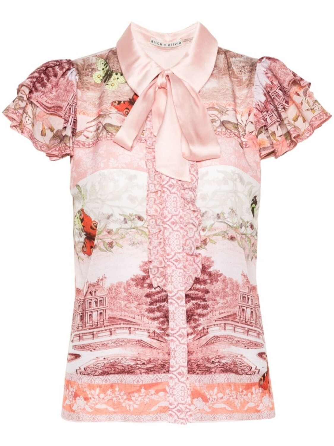 

Alice + olivia блузка из шелка с микс-принтом, розовый
