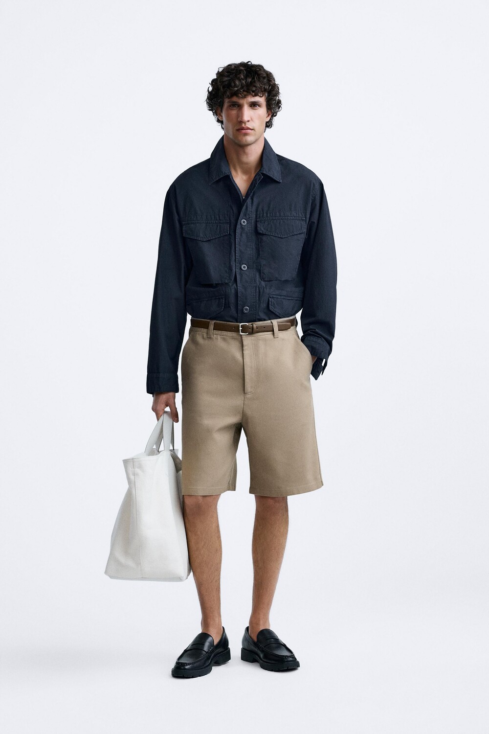

Шорты-бермуды свободного кроя ZARA, кэмел