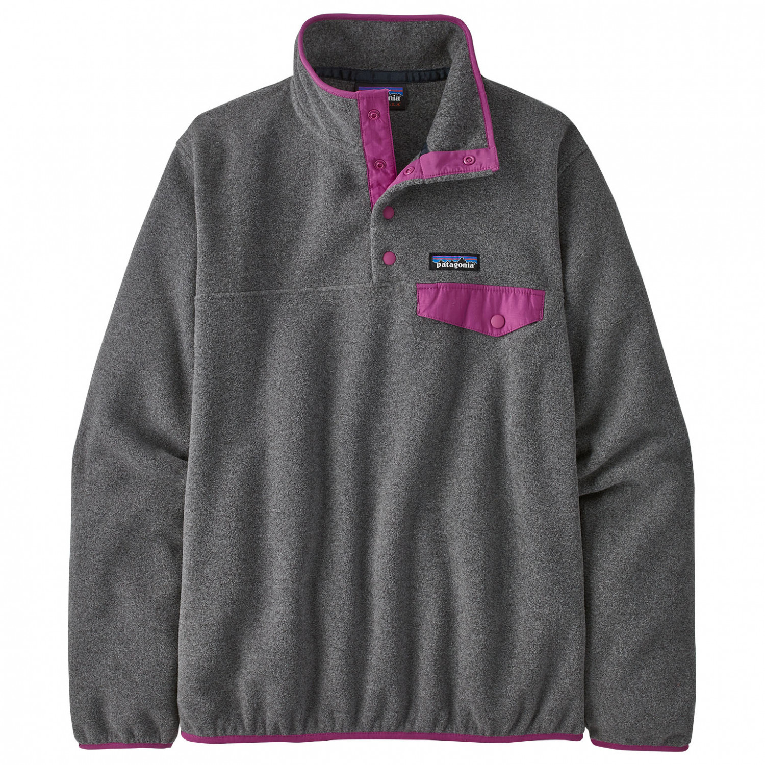 Флисовый свитер Patagonia Women's Lightweight Synchilla Snap T Fleece Pullov, цвет Nickel/Amaranth Pink 100% норковый кашемировый свитер мужской пуловер осенне зимний базовый свободный флисовый повседневный модный трикотажный флисовый свитер