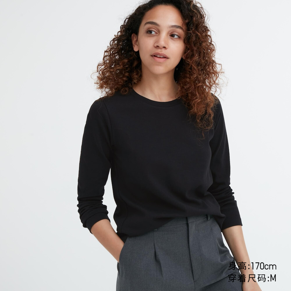 

Женская футболка Uniqlo со свободным низом, черный