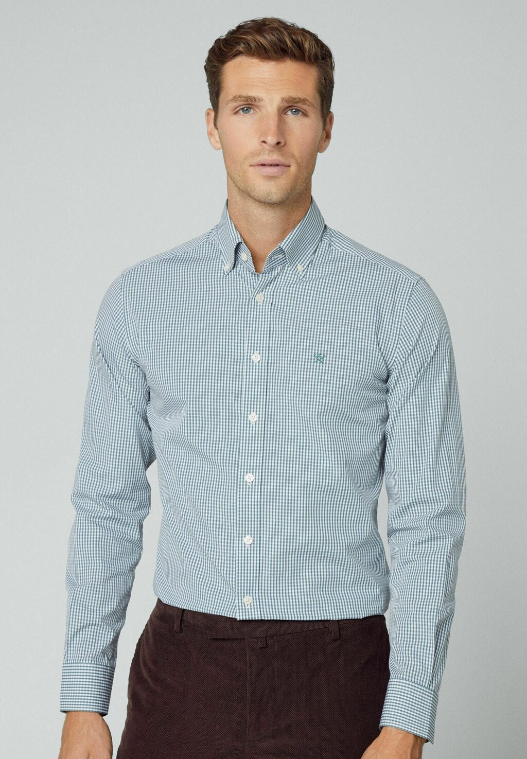 

Рубашка Essential Gingham Hackett London, цвет white green