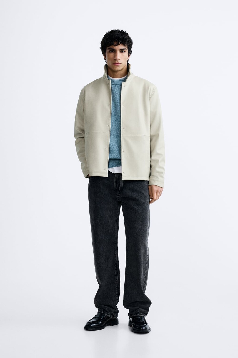

Куртка с эффектом кожи ZARA, белый