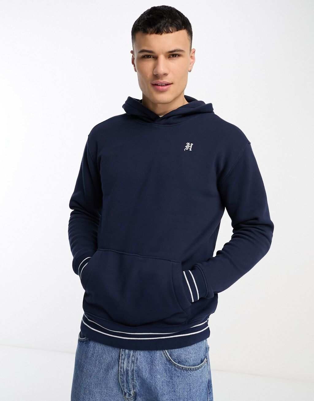 

Темно-синяя толстовка с логотипом Hollister