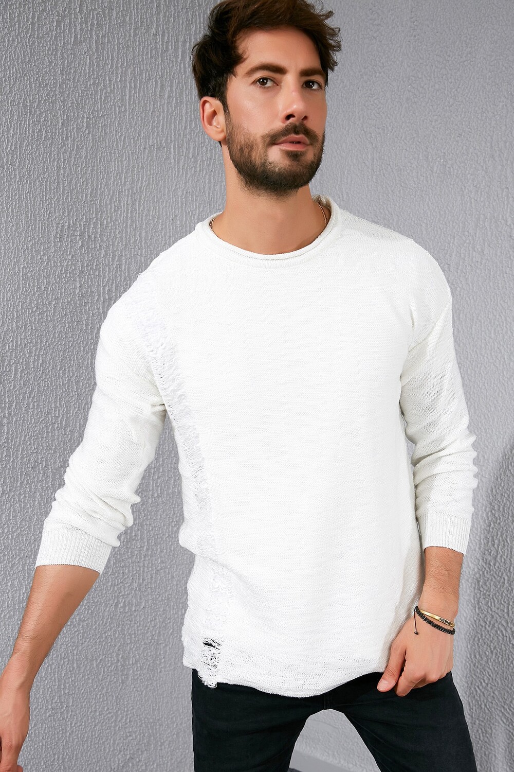 

Свитер - Белый - Приталенный крой Sateen Men