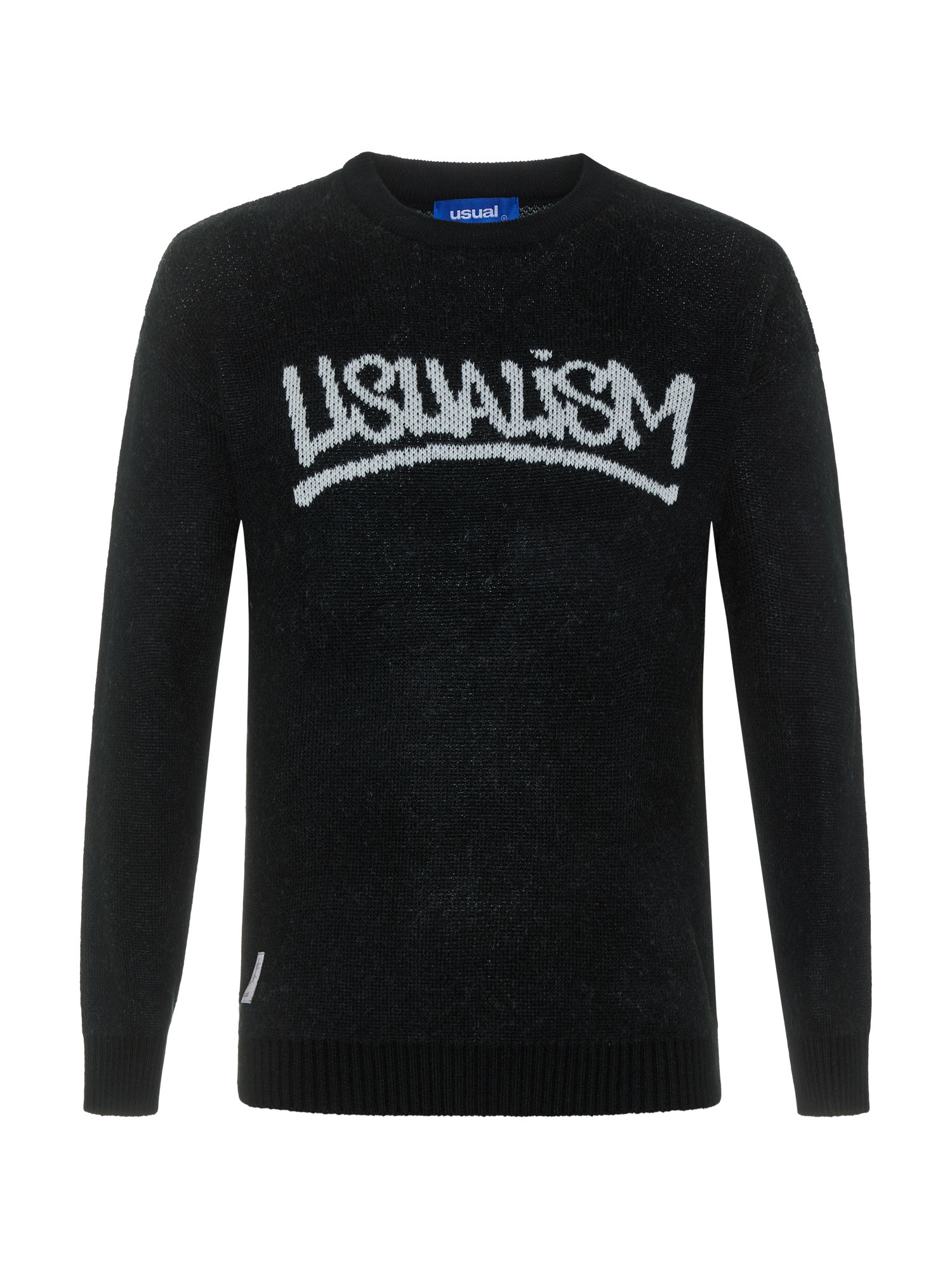 Usual Свитер с круглым вырезом в стиле Usualism, черный свитер из мохера latrika черный