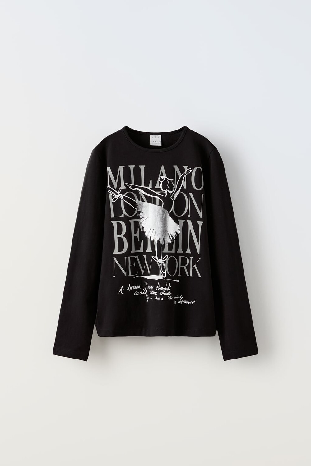

Футболка балерина из фольги ZARA, черный