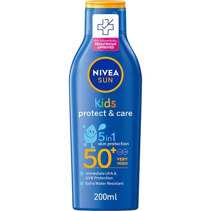 Солнцезащитный лосьон Sun Kids Protect And Care Spf 50+, 200 мл, Nivea