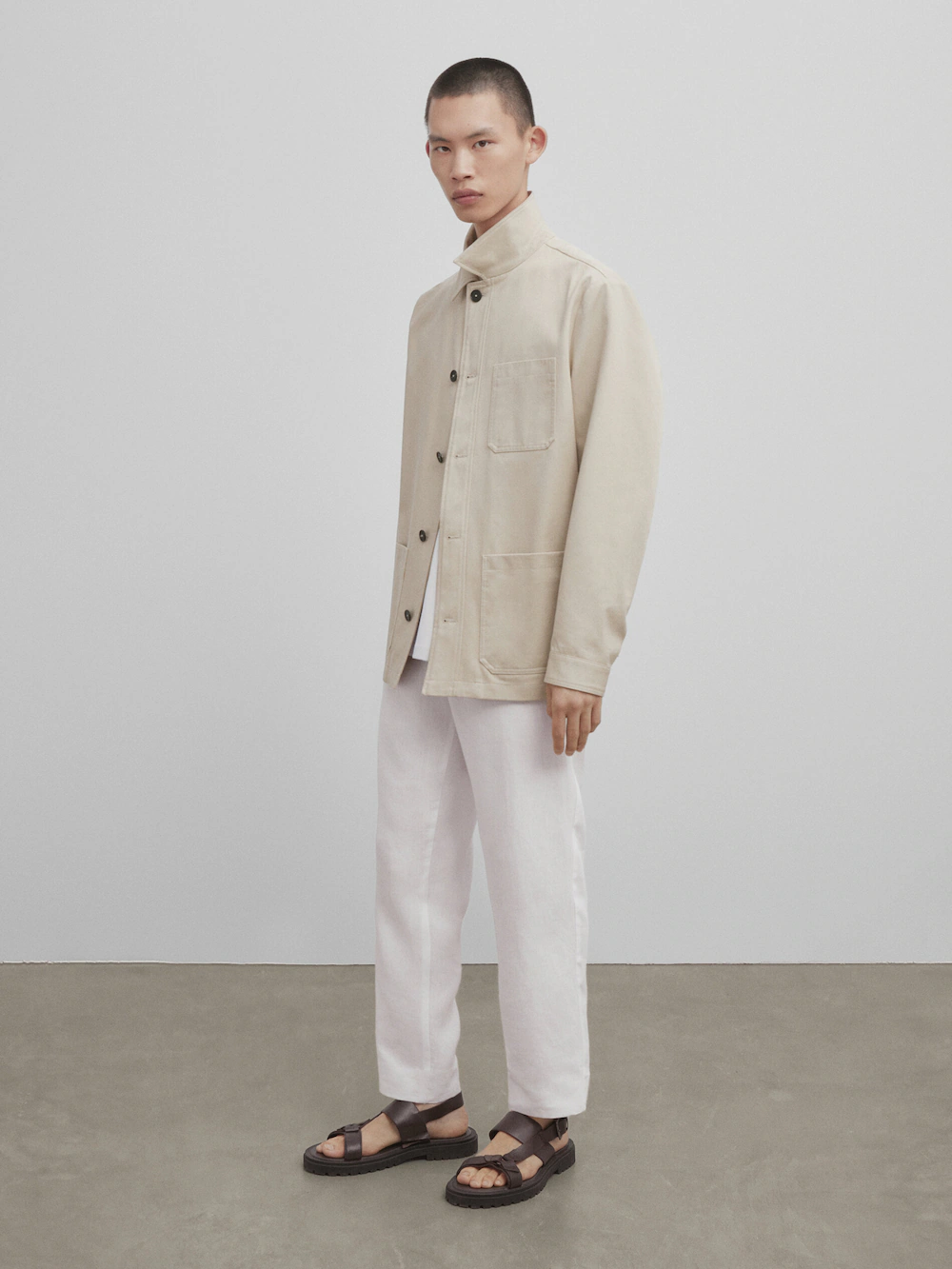 

Рубашка из хлопка micro twill - studio Massimo Dutti, песочный