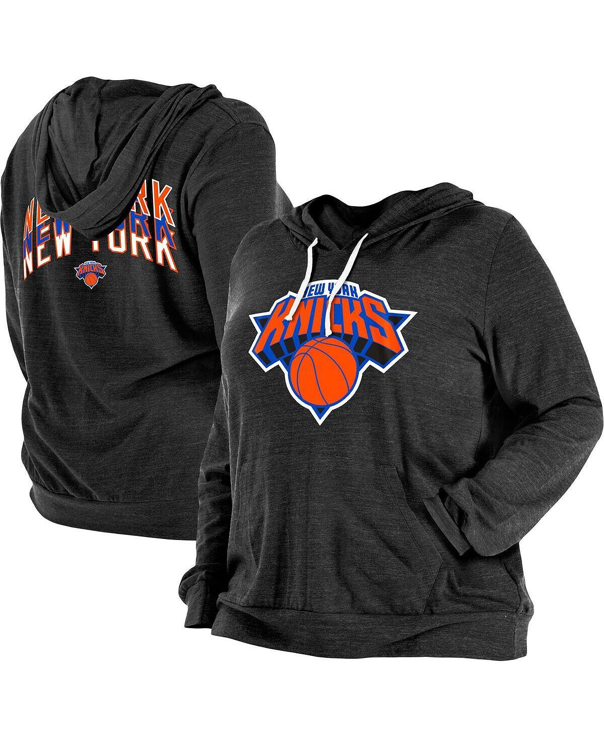 

Женская черная футболка с капюшоном New York Knicks Plus Size 2022/23 City Edition Bi-Blend с длинными рукавами New Era, черный