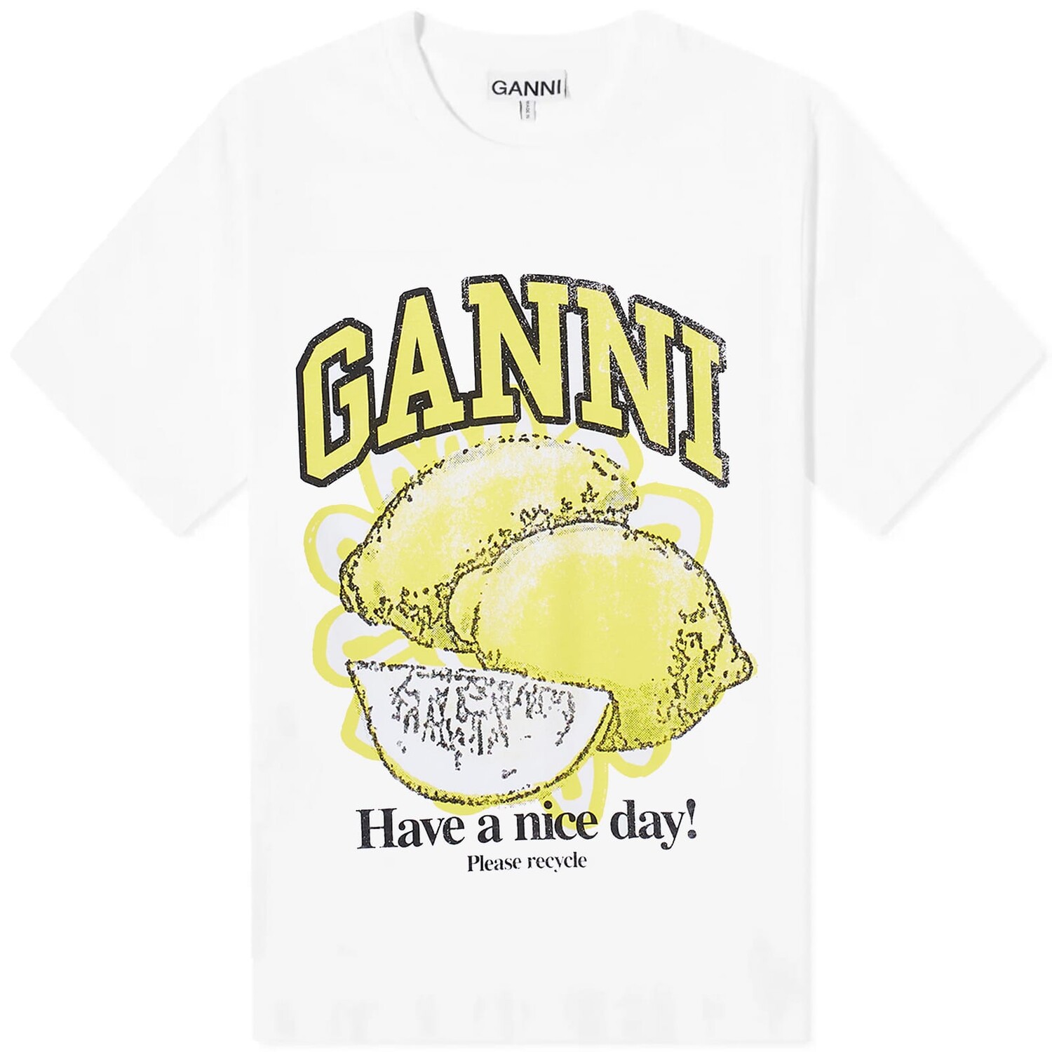 

Футболка Ganni Lemon Relaxed, цвет Bright White