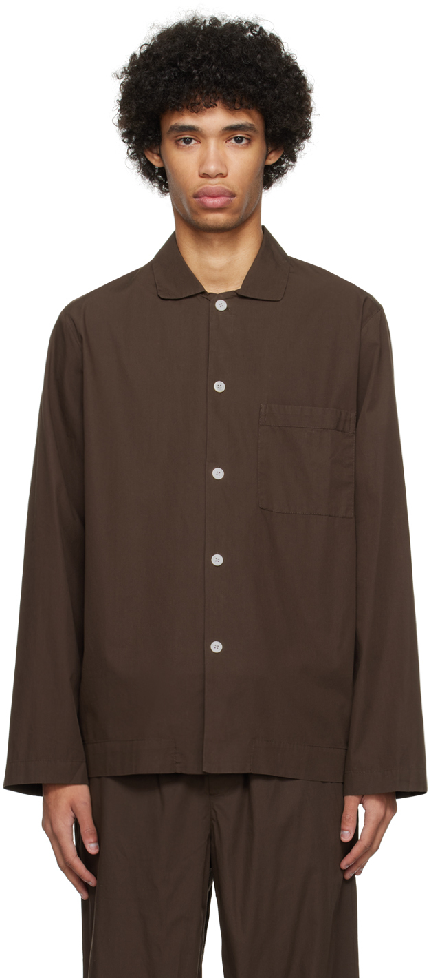 Коричневая пижамная рубашка с длинным рукавом Tekla, цвет Coffee