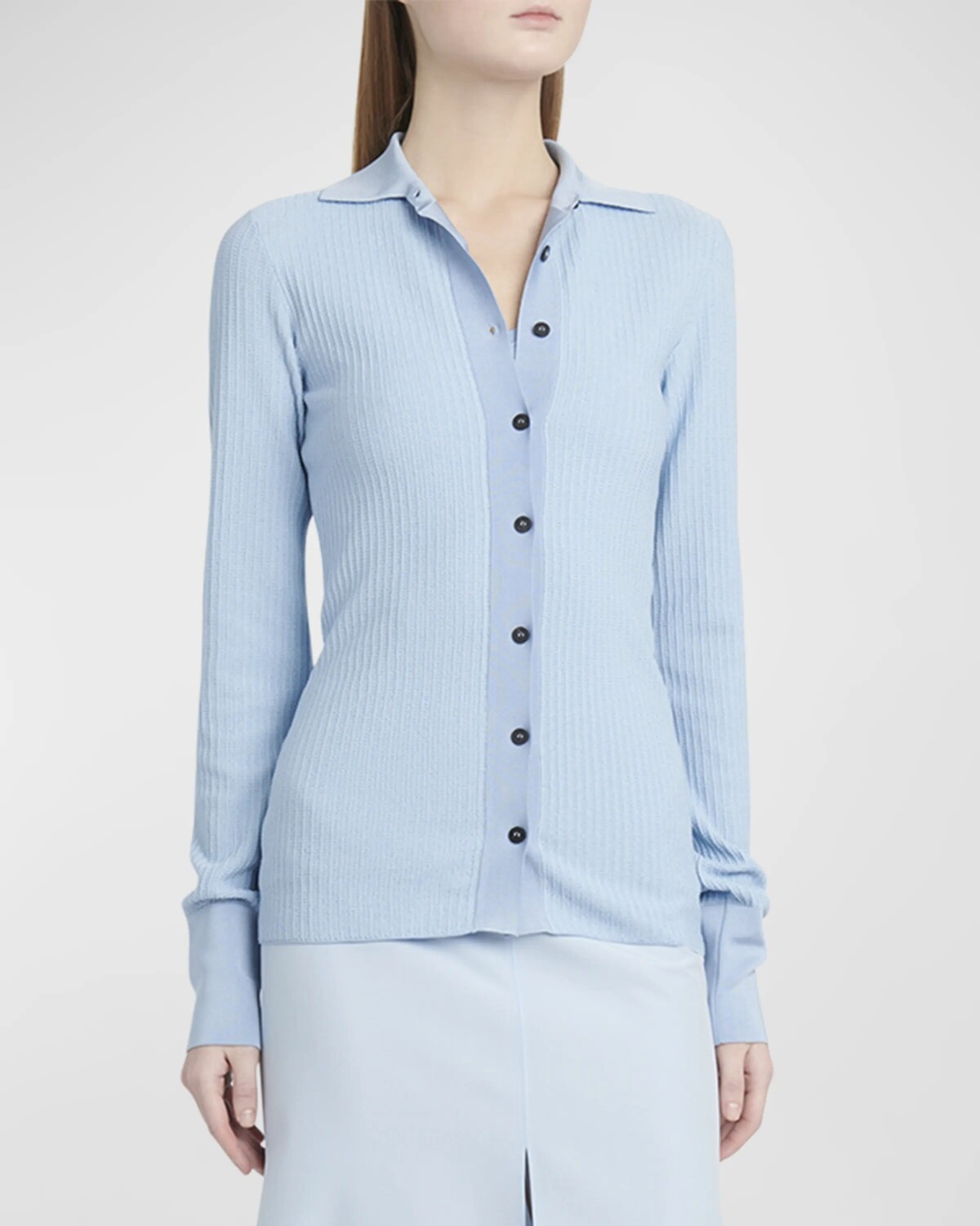 

Кардиган из хлопкового и шелкового микрожаккарда Ferragamo, цвет Light Blue