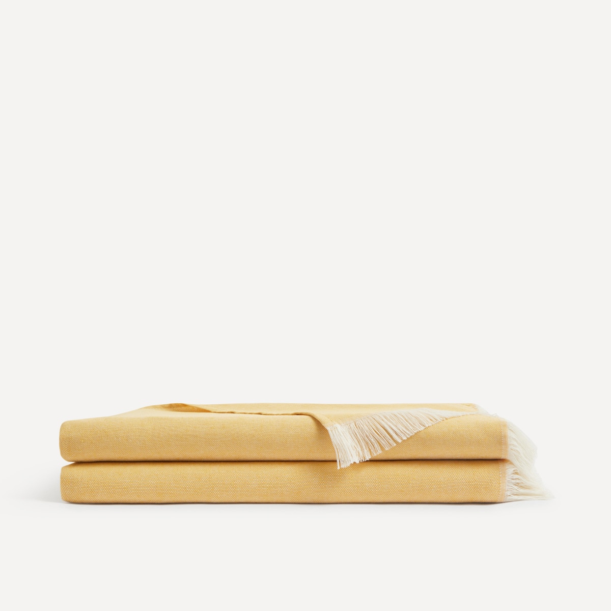 Декоративное одеяло из хлопка и льна Porto El Corte Inglés, горчица