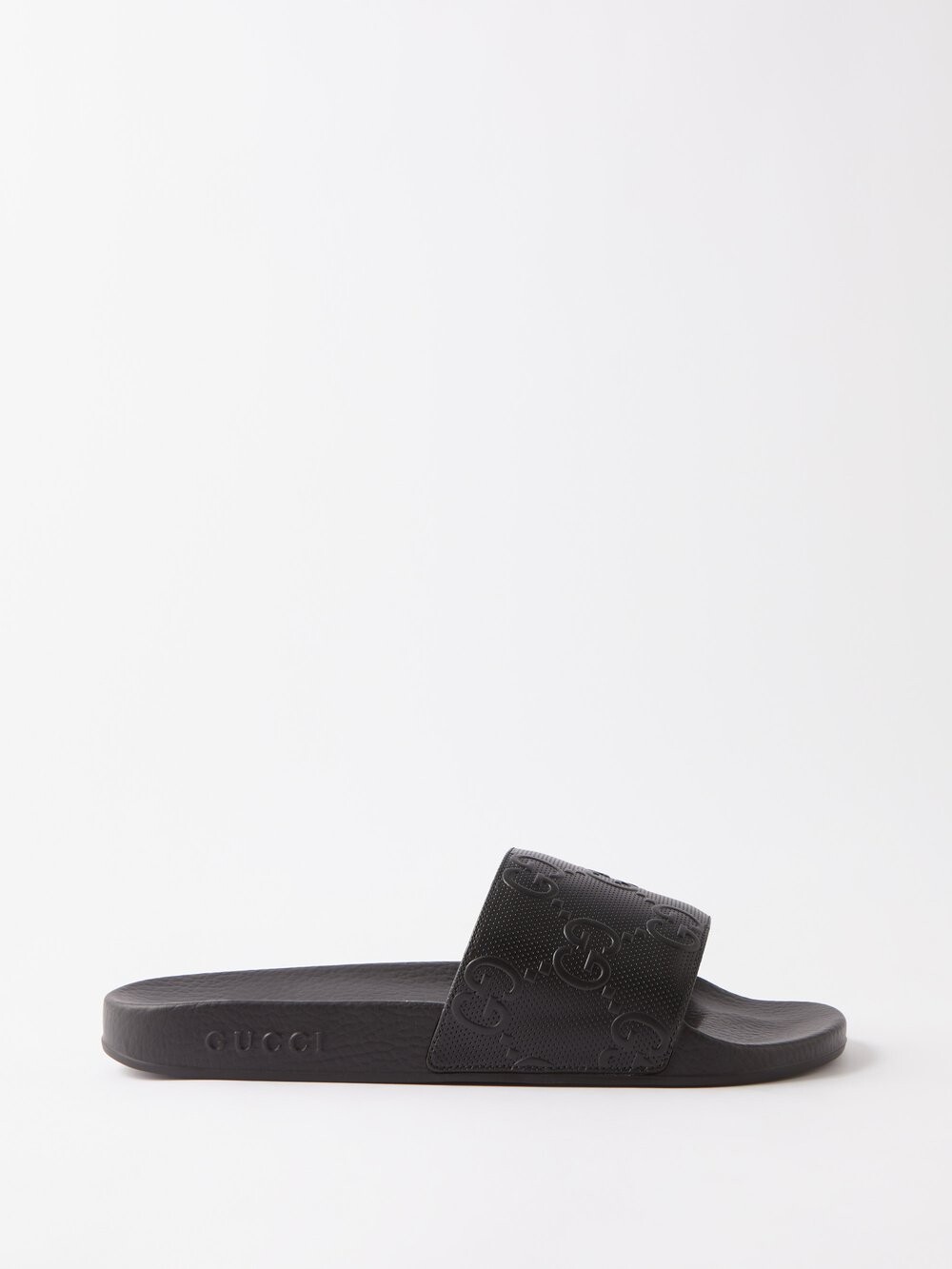 

Резиновые шлепанцы с тиснением gg Gucci, черный