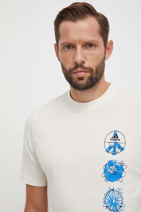 

Хлопковая футболка adidas, бежевый