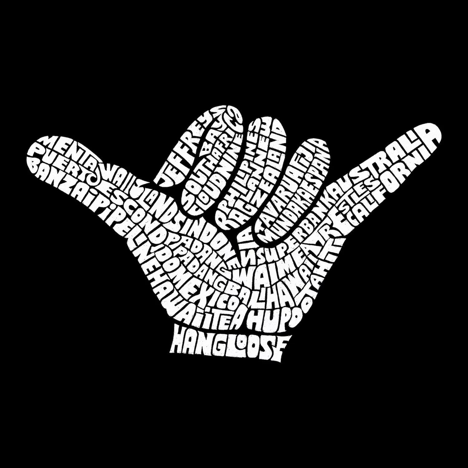 Hang Loose — мужская футболка с рисунком Word Art LA Pop Art