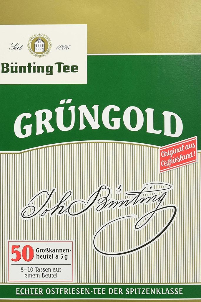 

Чай Bünting Green Gold Real East Frisian Tea 50 х 5 г в пакетиках (250 г) Bünting Tee