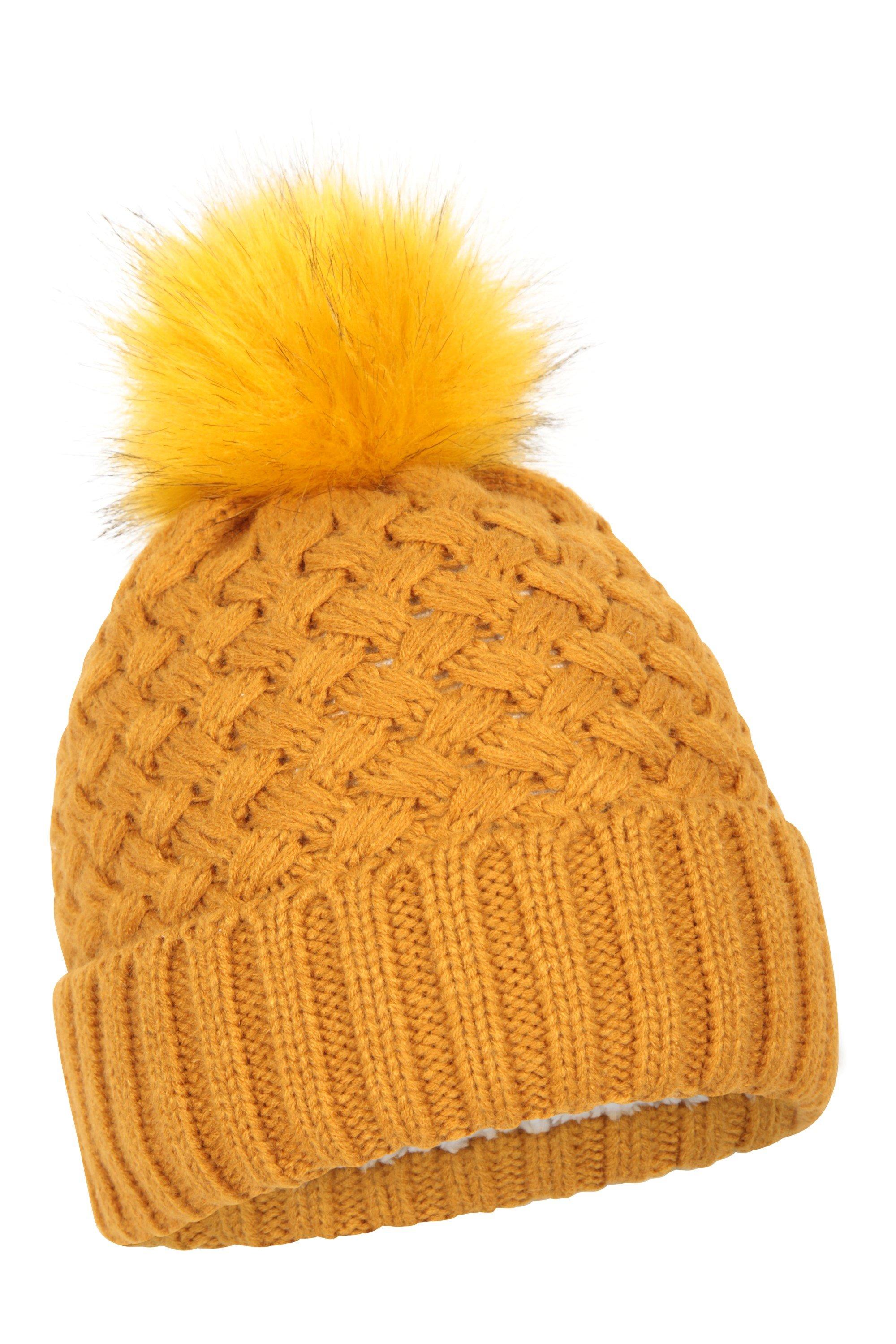Зимняя лыжная шапка-бини с помпоном на меховой подкладке Mountain Warehouse, желтый шапка бини женская крупной вязки цвет – молочный