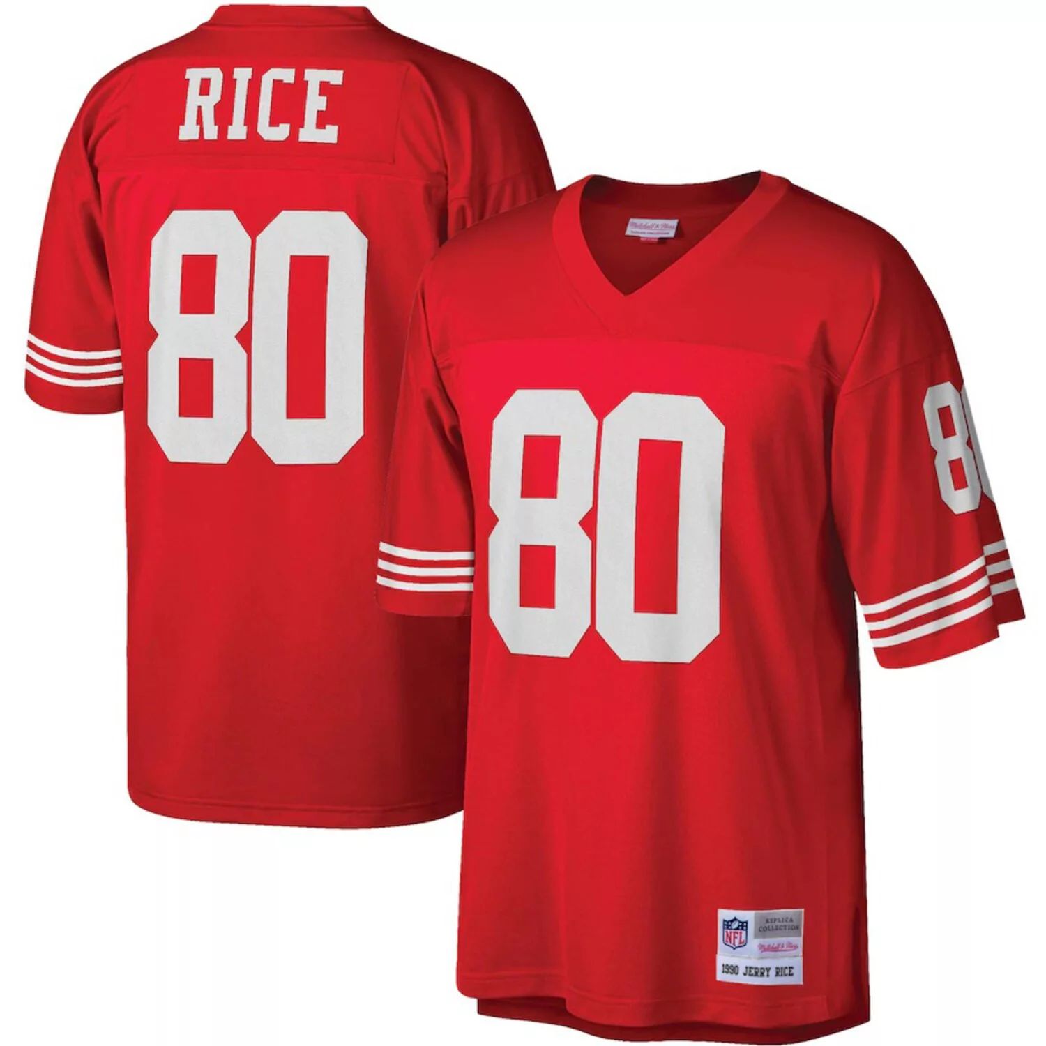 Мужская футболка Mitchell & Ness Jerry Rice Scarlet San Francisco 49ers Big & Tall 1990, реплика вышедшего на пенсию игрока