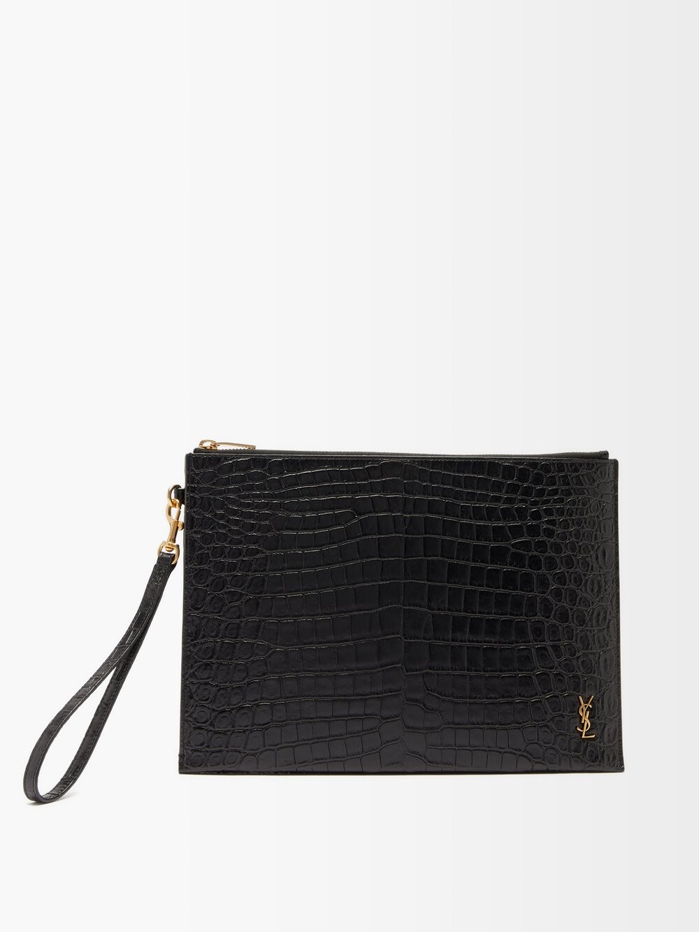 

Клатч ysl из кожи с тиснением под кожу крокодила Saint Laurent, черный