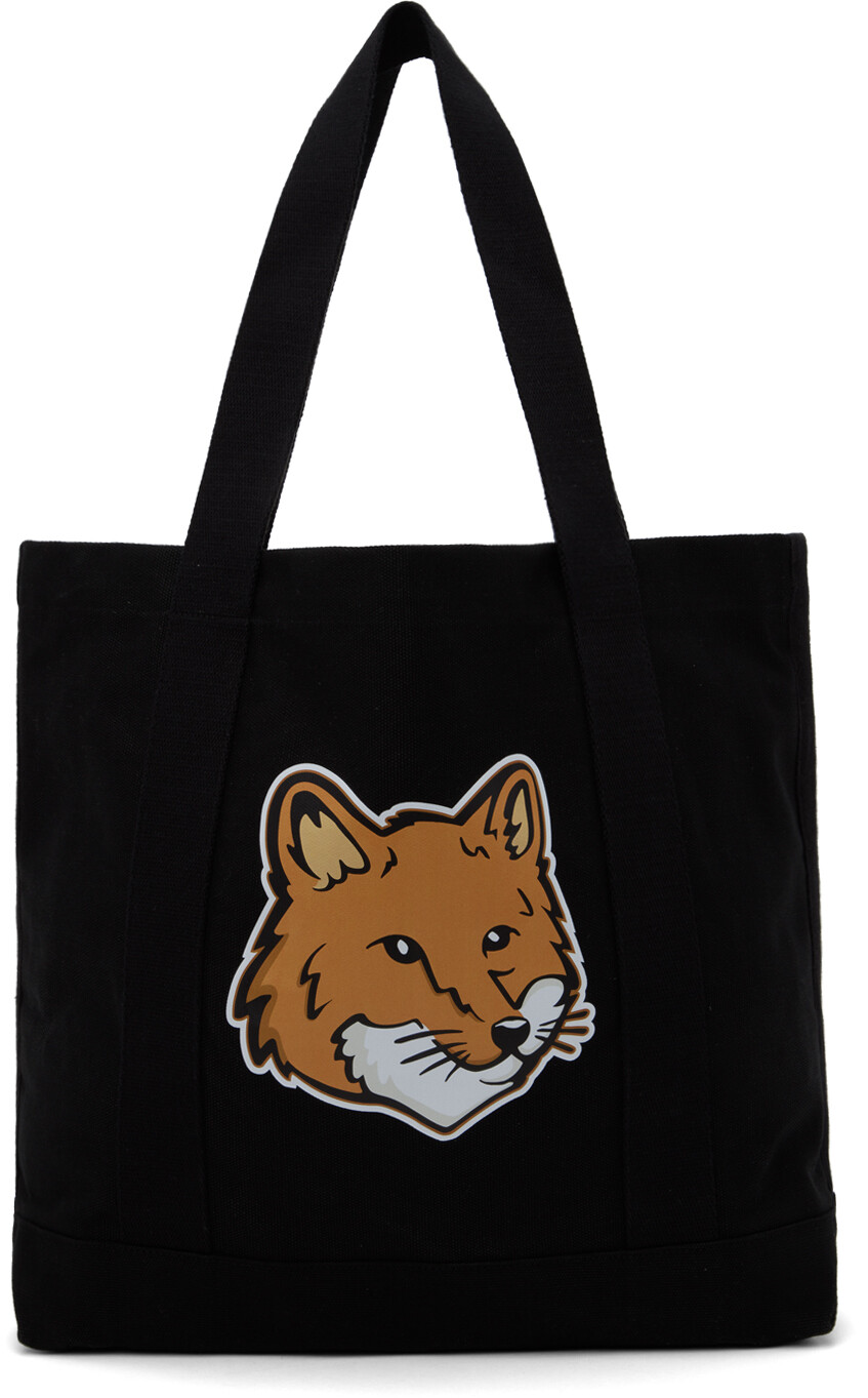 

Сумка-тоут с головой Black Fox Maison Kitsune, цвет Black