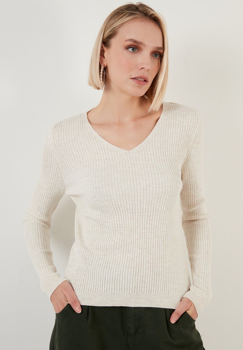 

Свитер LELA Regular Fit, светло-бежевый, Бежевый;серый