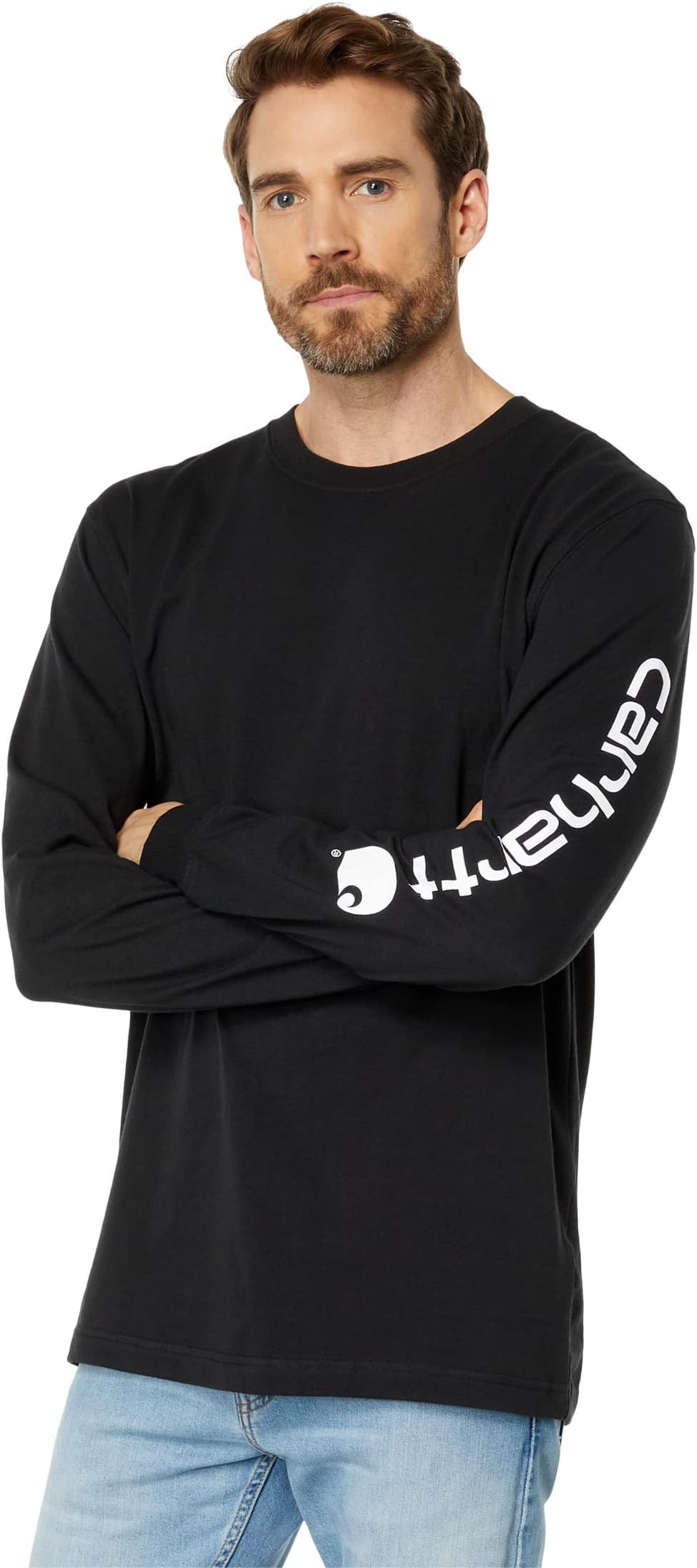 Футболка L/S с фирменным логотипом на рукавах Carhartt, черный футболка с фирменным логотипом s s carhartt цвет marmalade heather