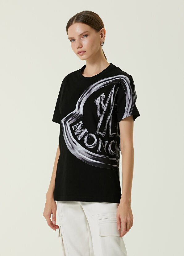 

Черная футболка с логотипом металлик Moncler, Черный