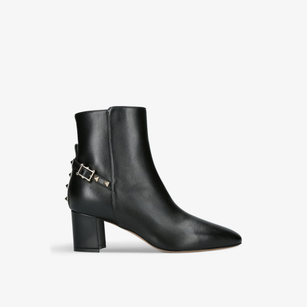 

Кожаные ботильоны на каблуке Rockstud Booties с фирменным декором Valentino Garavani, черный