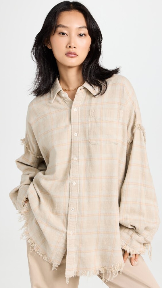 

Рубашка R13 Shredded Seam Drop Neck, хаки