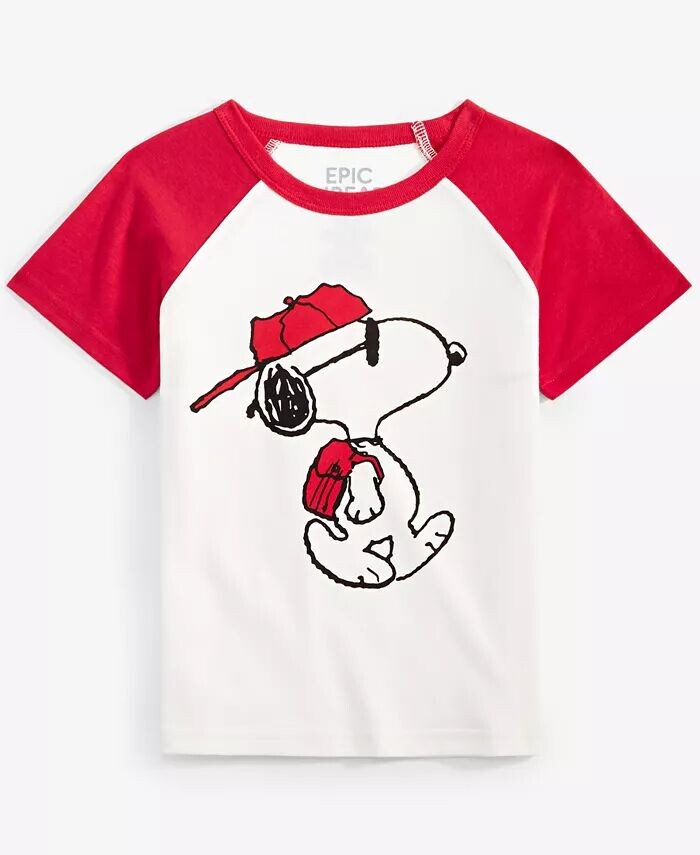 

Футболка с рисунком Snoopy для мальчиков для малышей Epic Threads, белый