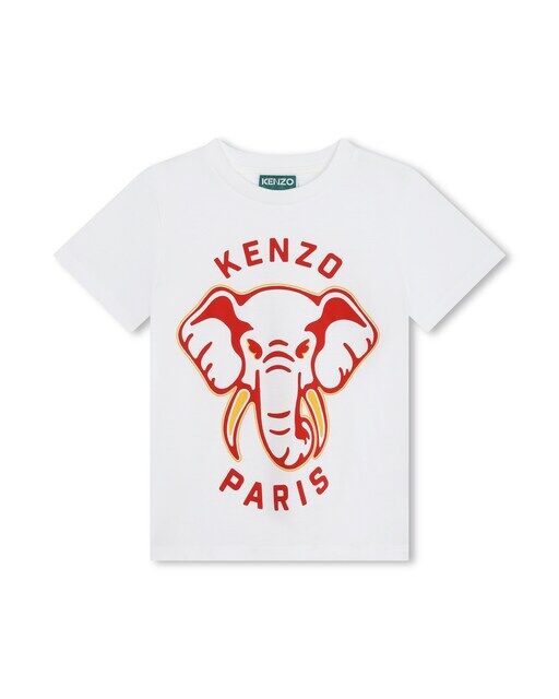 

Футболка для мальчика с короткими рукавами и рисунком спереди Kenzo Kids, белый