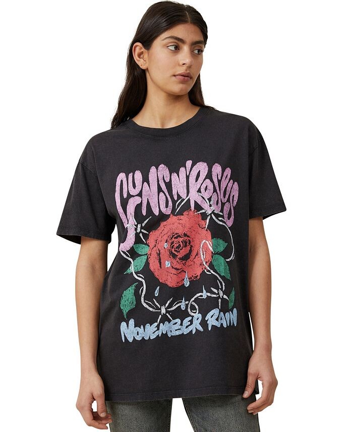 

Женская футболка Oversized Guns N Roses COTTON ON, цвет Guns N Roses November Rain, Washed Black