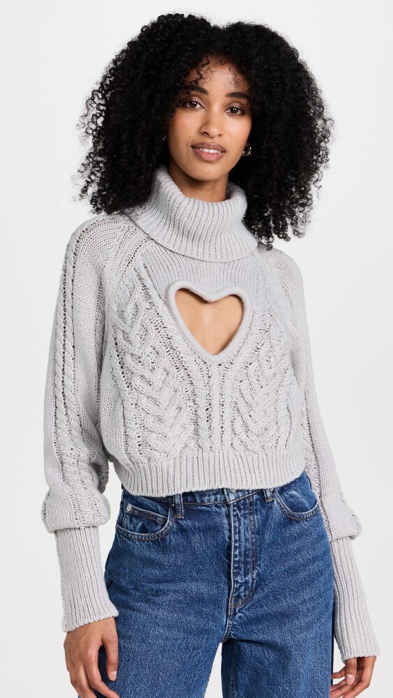 

Свитер For Love & Lemons Vera Cropped Cut Out, серый