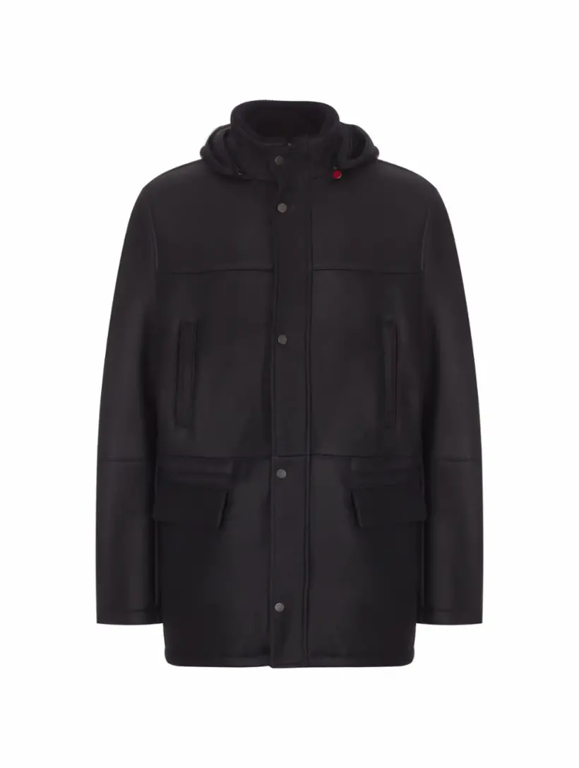 

Комбинированная дублёнка Kiton, тёмно-синий