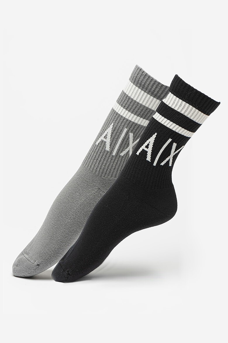 

Носки длинные с логотипом - 2 пары Armani Exchange, черный