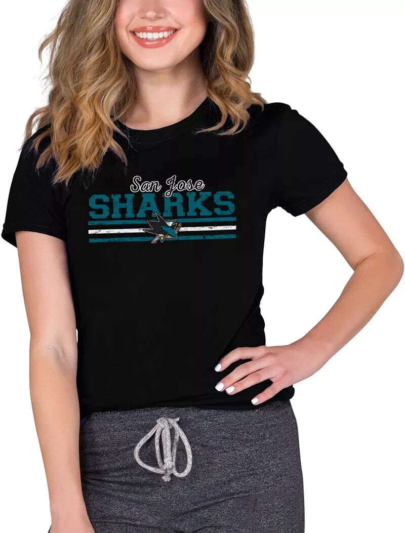 

Женская черная футболка Concepts Sport San Jose Sharks Marathon