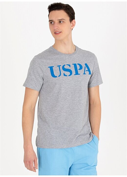 

Серая меланжевая мужская футболка с круглым вырезом GEARTIY023 U.S. Polo Assn., серый