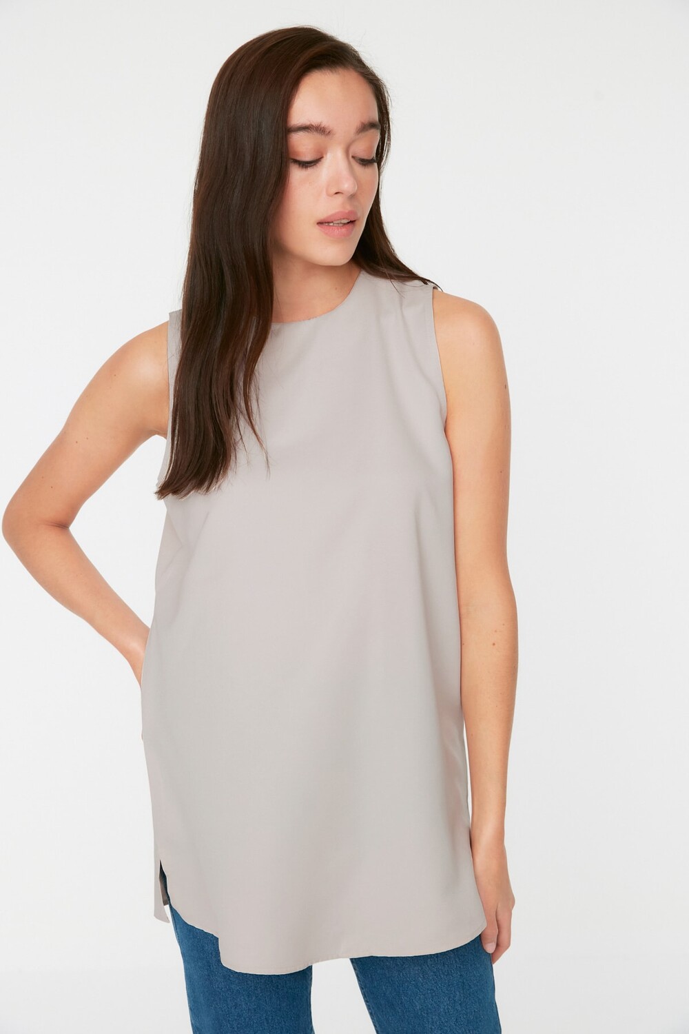 

Туника - Бежевый - Приталенная Trendyol Modest, бежевый