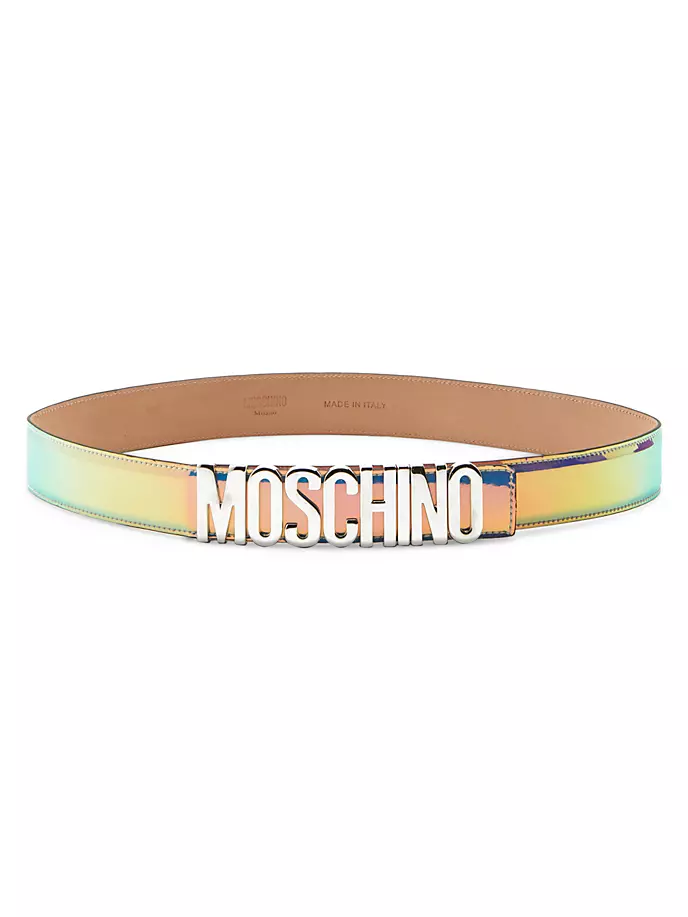 

Ремень с переливающимся логотипом Moschino, мультиколор