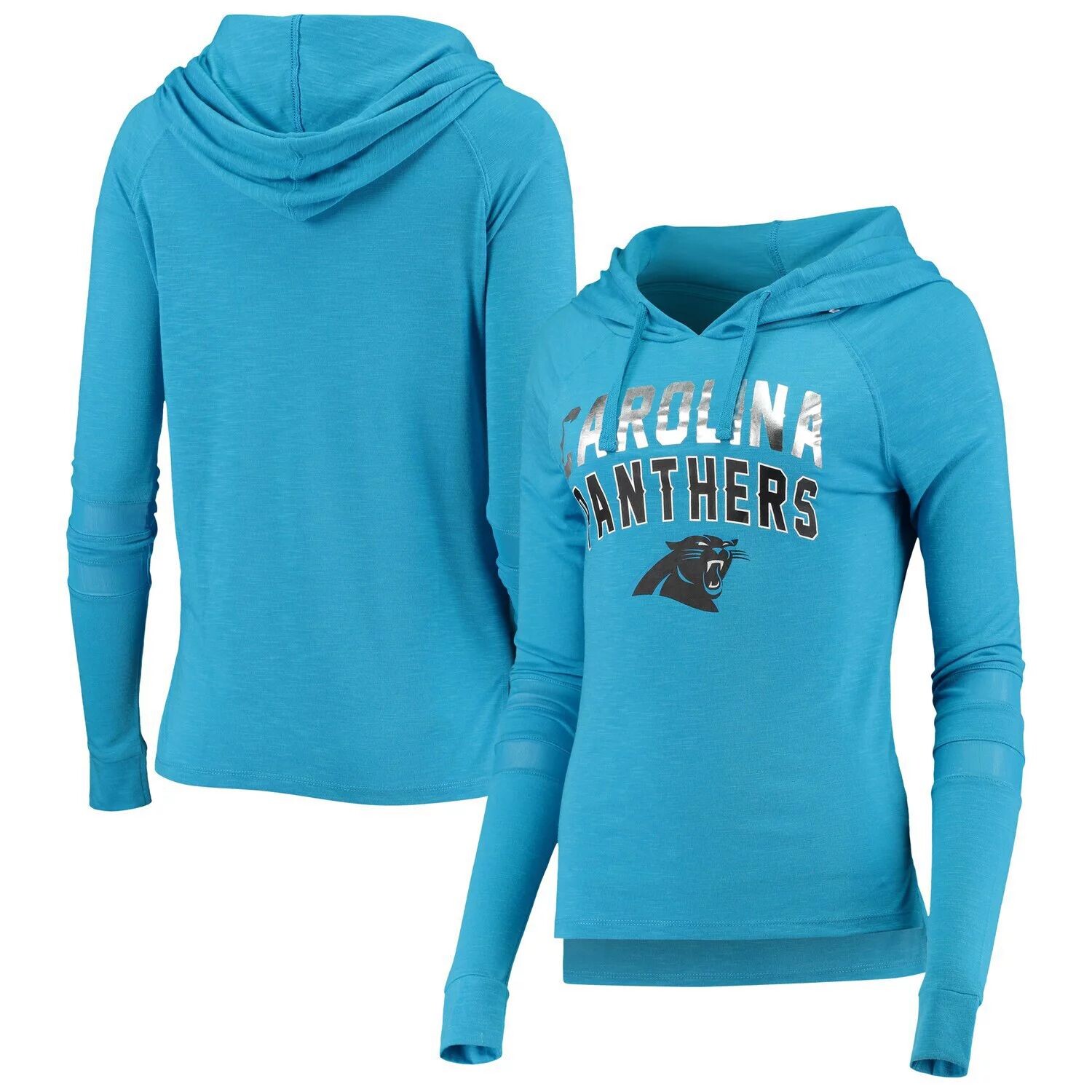 

Женская футболка с капюшоном и длинными рукавами 5th & Ocean by New Era Blue Carolina Panthers Slub реглан New Era