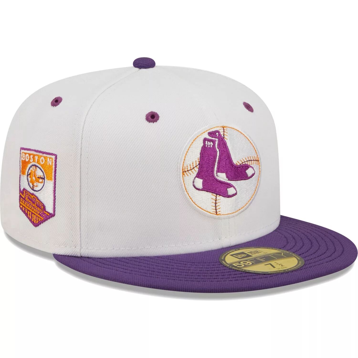 

Мужская облегающая шляпа New Era белого/фиолетового цвета Boston Red Sox Boston Grape Lolli 59FIFTY