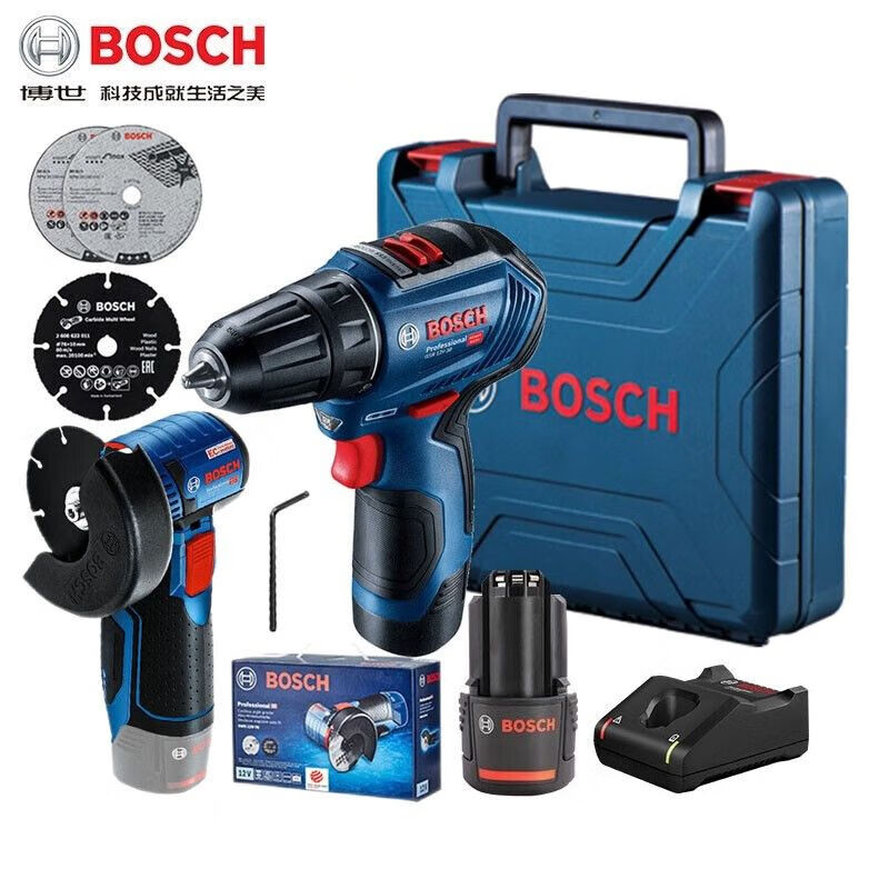 Угловая шлифовальная машина Bosch GWS12V-76 + шуруповерт, насадки