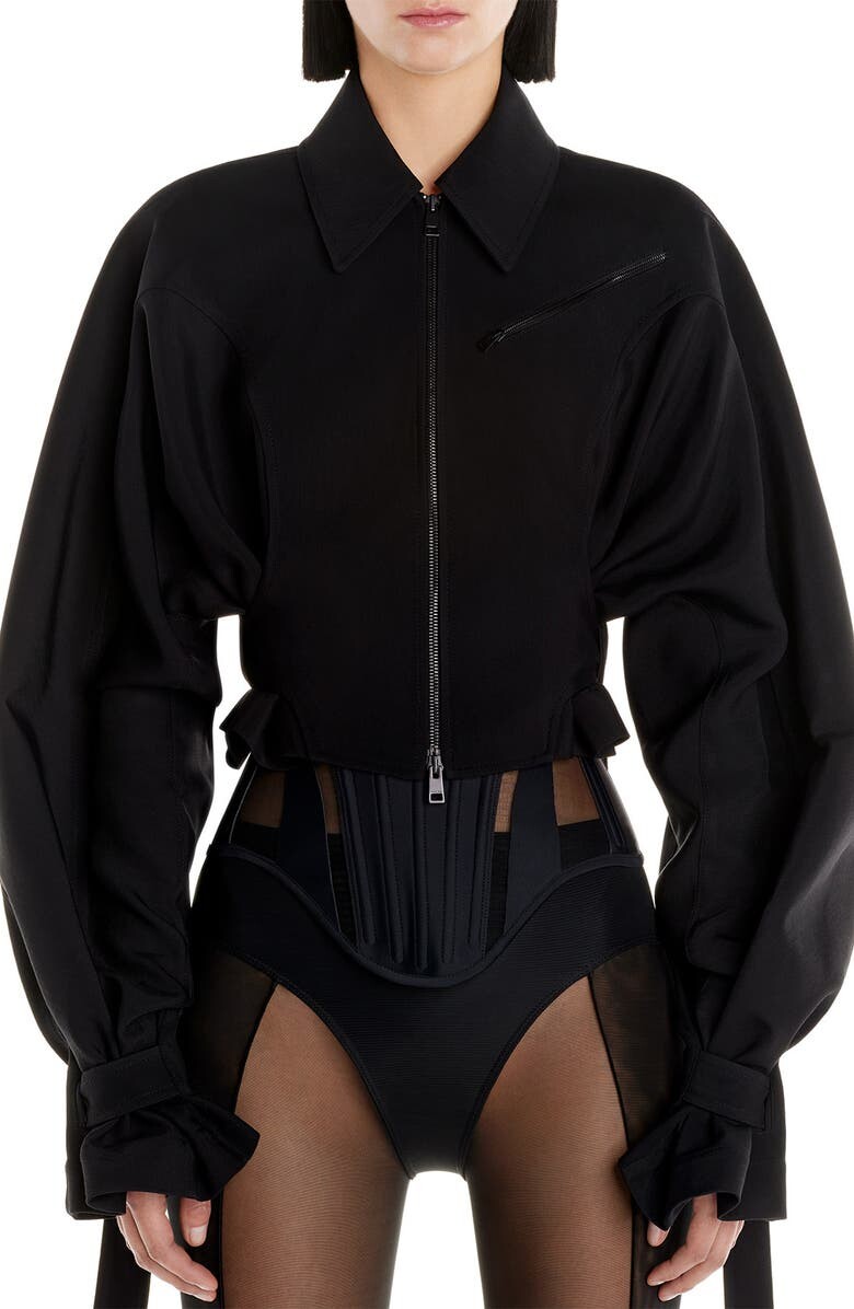 

Блузка из твила с поясом MUGLER, черный