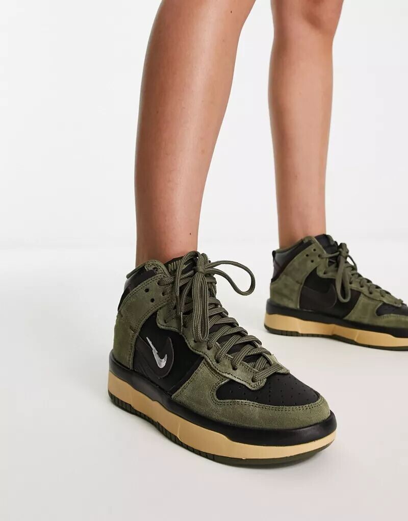 

Оливково-черные кроссовки Nike Dunk High Rebel