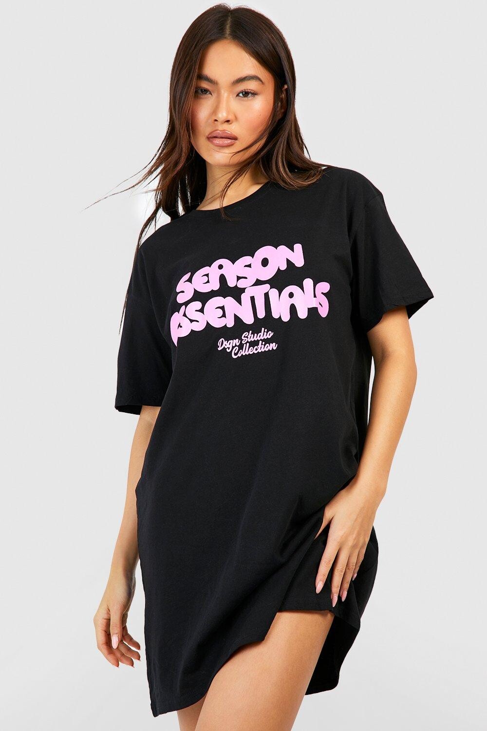 

Платье-футболка с графиком на спине season essentials Boohoo, черный
